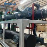 compact industrial water chiller installed in seafood processing facility